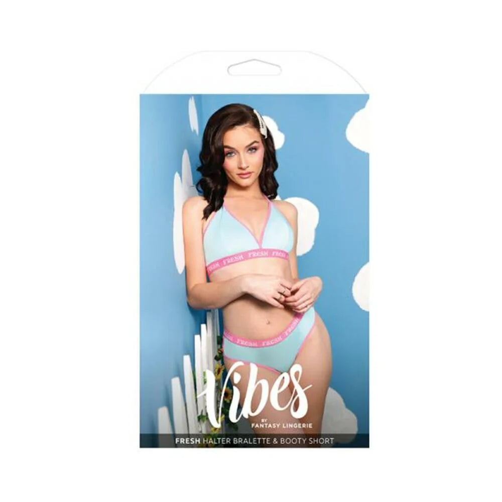 Vibes  Fresh Halter Bralette & Booty Short M/l Light Blue