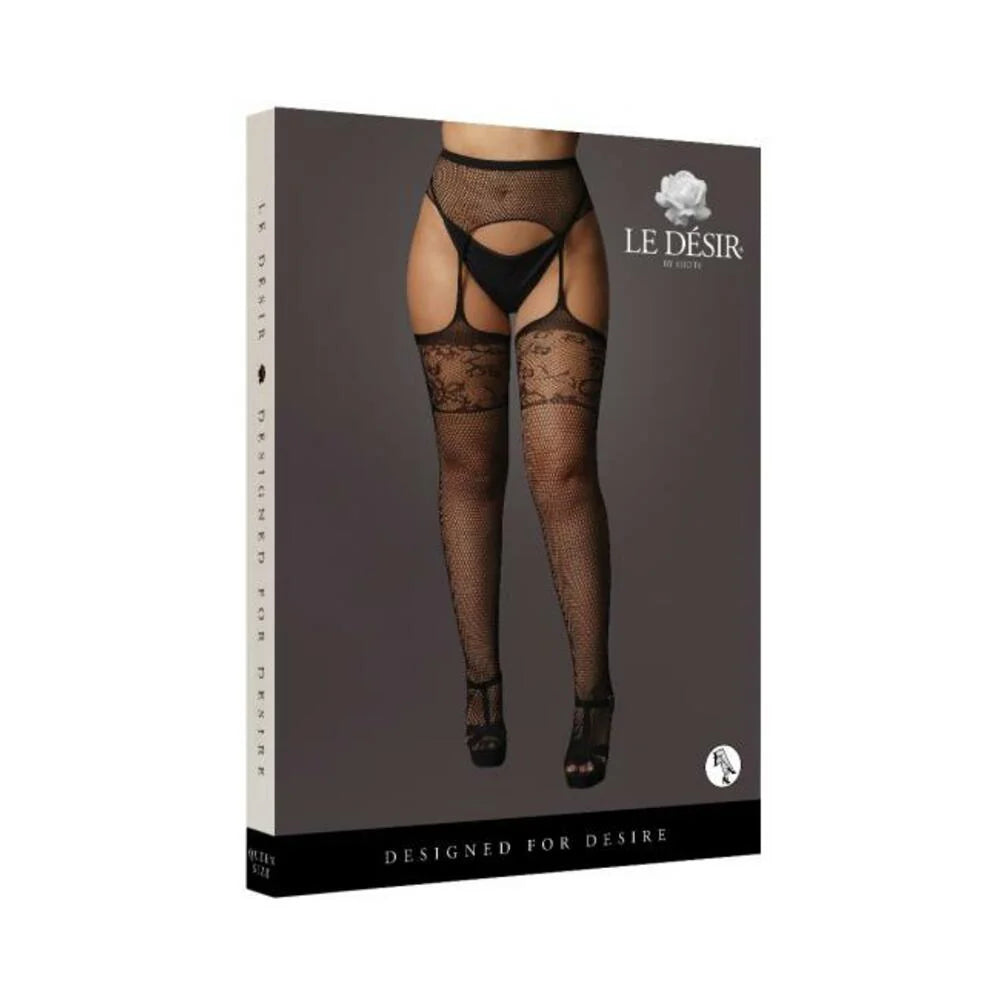 Shots Le Desir Garterbelt Stockings With Lace Top Black Qs