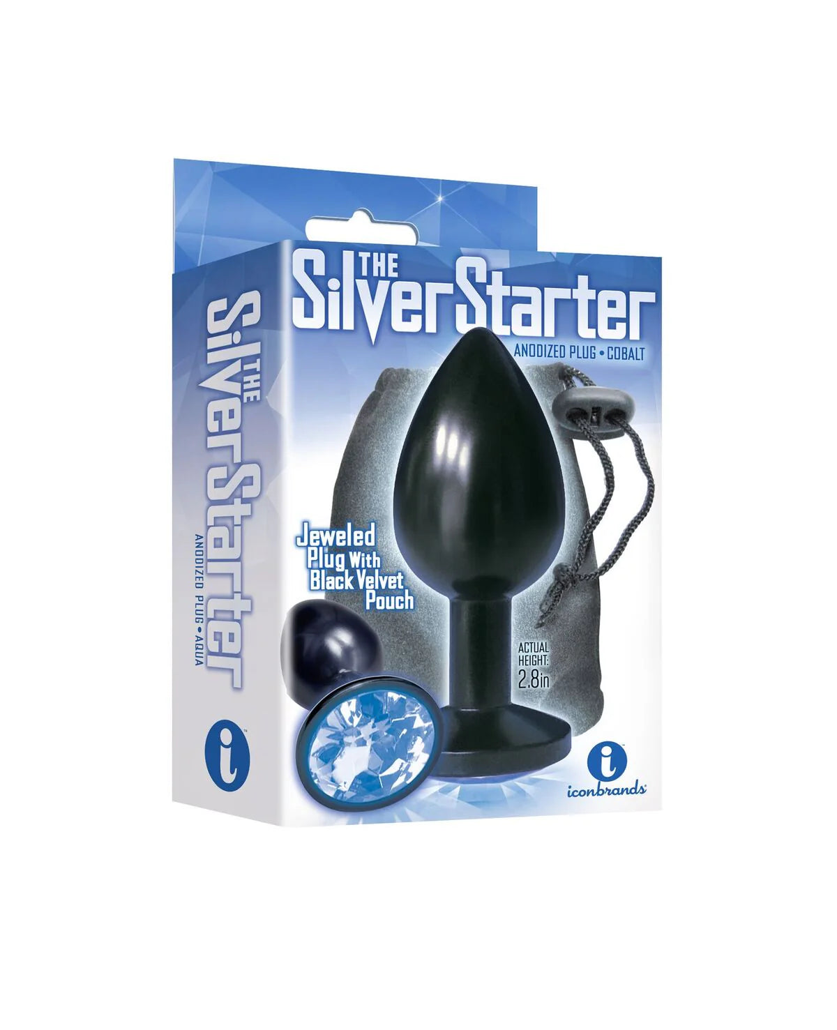 The 9s the Silver Starter Anodized Bejeweled Stainless Steel Plug - Cobalt