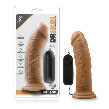 Dr. Skin - Dr. Joe - 8 Inch Vibrating Cock With  Suction Cup - Mocha