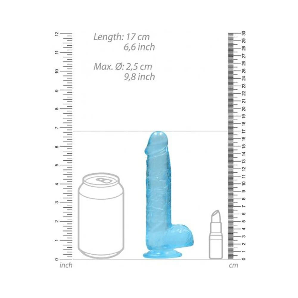 Realrock Crystal Clear Realistic Dildo With Balls 6 In. Blue