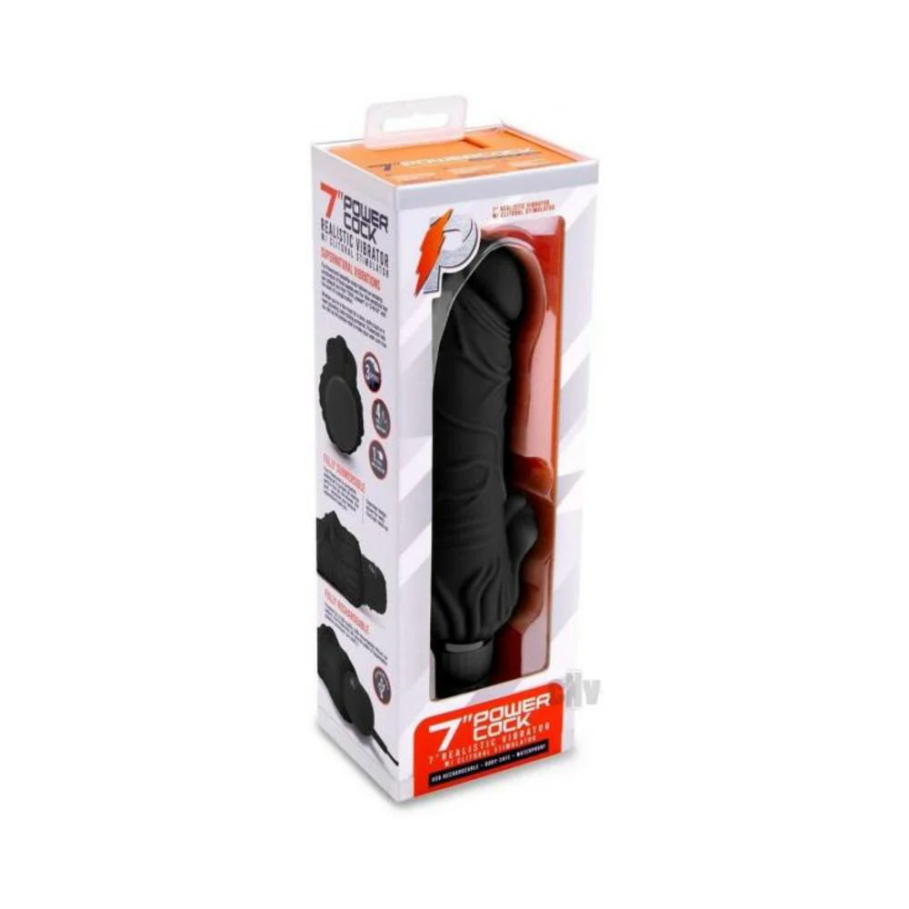 Pc Realistic Vibe W/clit Stim 7 Black