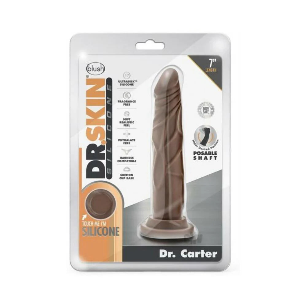 Dr. Skin Dr. Carter Dong With Suction Cup Silicone 7 In. Chocolate