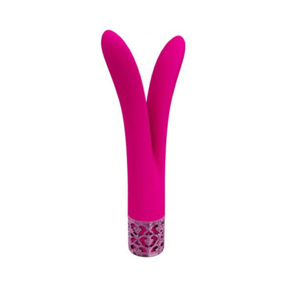 Royal Gems Dueling Queens Silicone Rechargeable Vibrator Pink