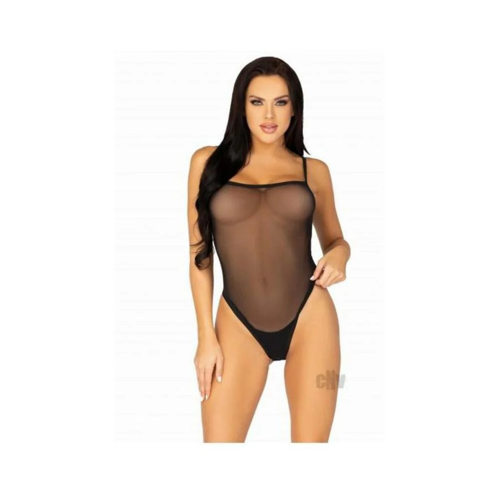 Snap Crotch Cami Bodysuit Thong S/m Blk