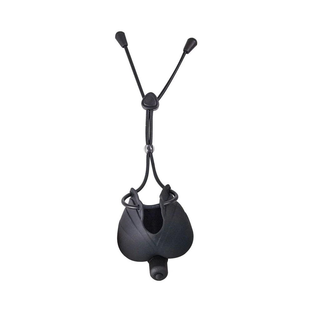 My Cock Ring Vibrating Scrotum Pouch & Cinch With Bullet Silicone Waterproof Black