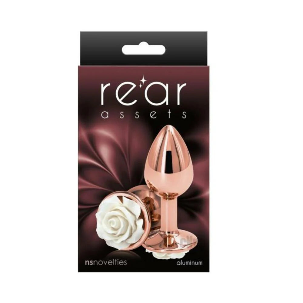 Rear Assets Rose Anal Plug - Small - White