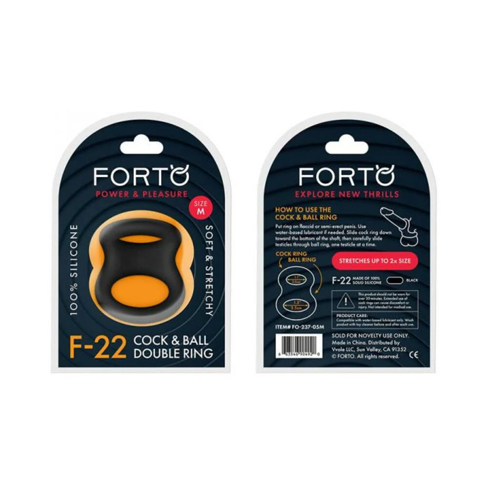 Forto F-22: Double Ring Liquid Silicone 53/55 Mm Black