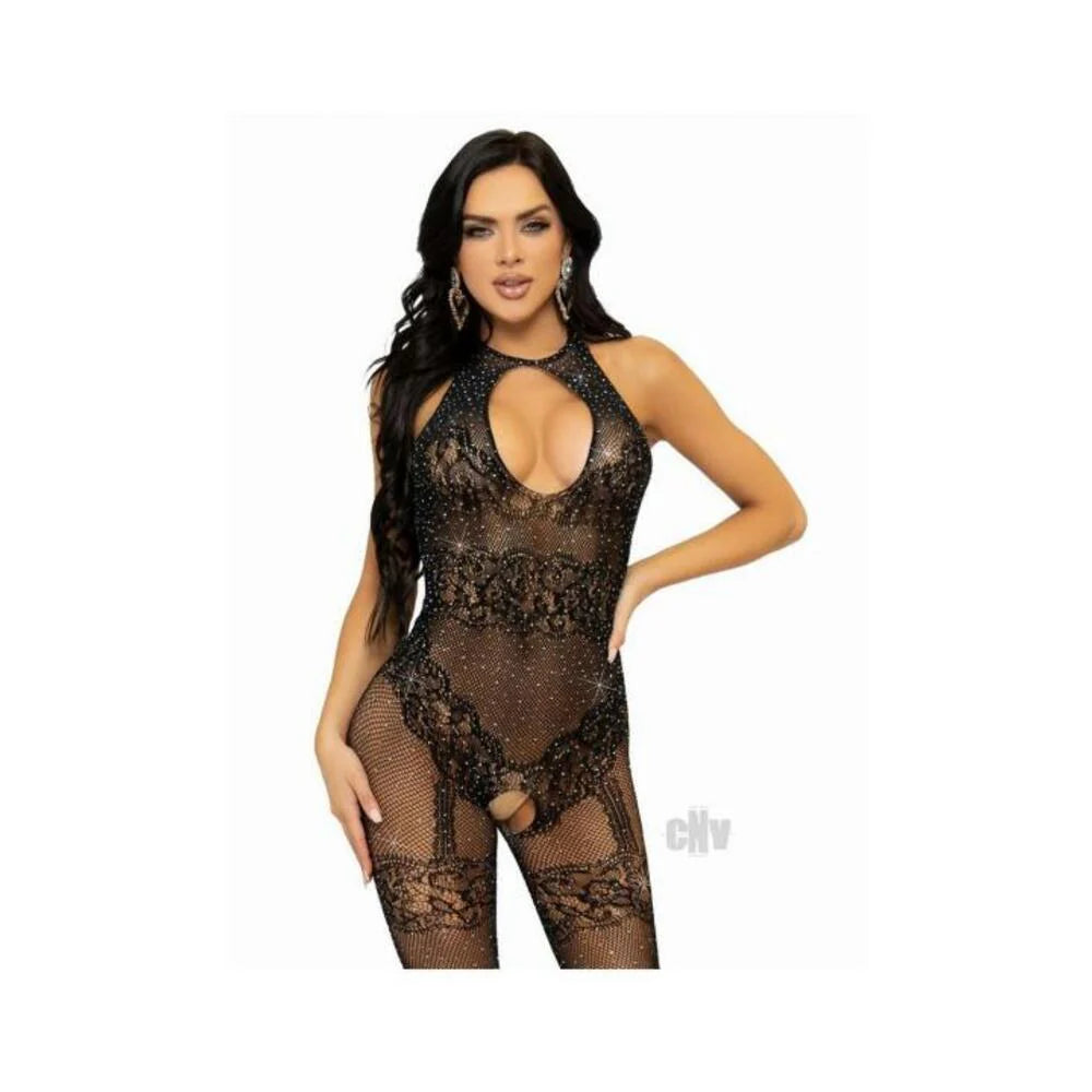 Seamless Rhines Bodystocking Os Blk
