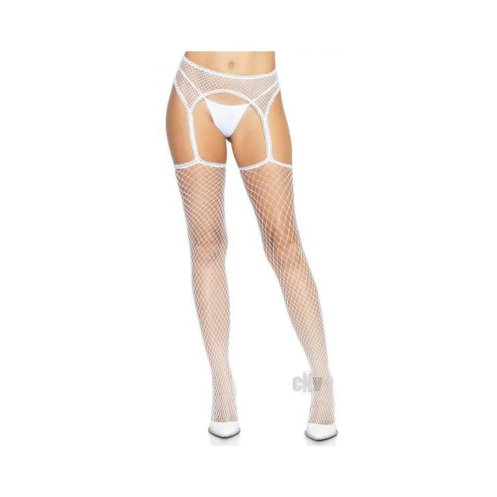 Indust Stocking Scallop Garter Os Wht