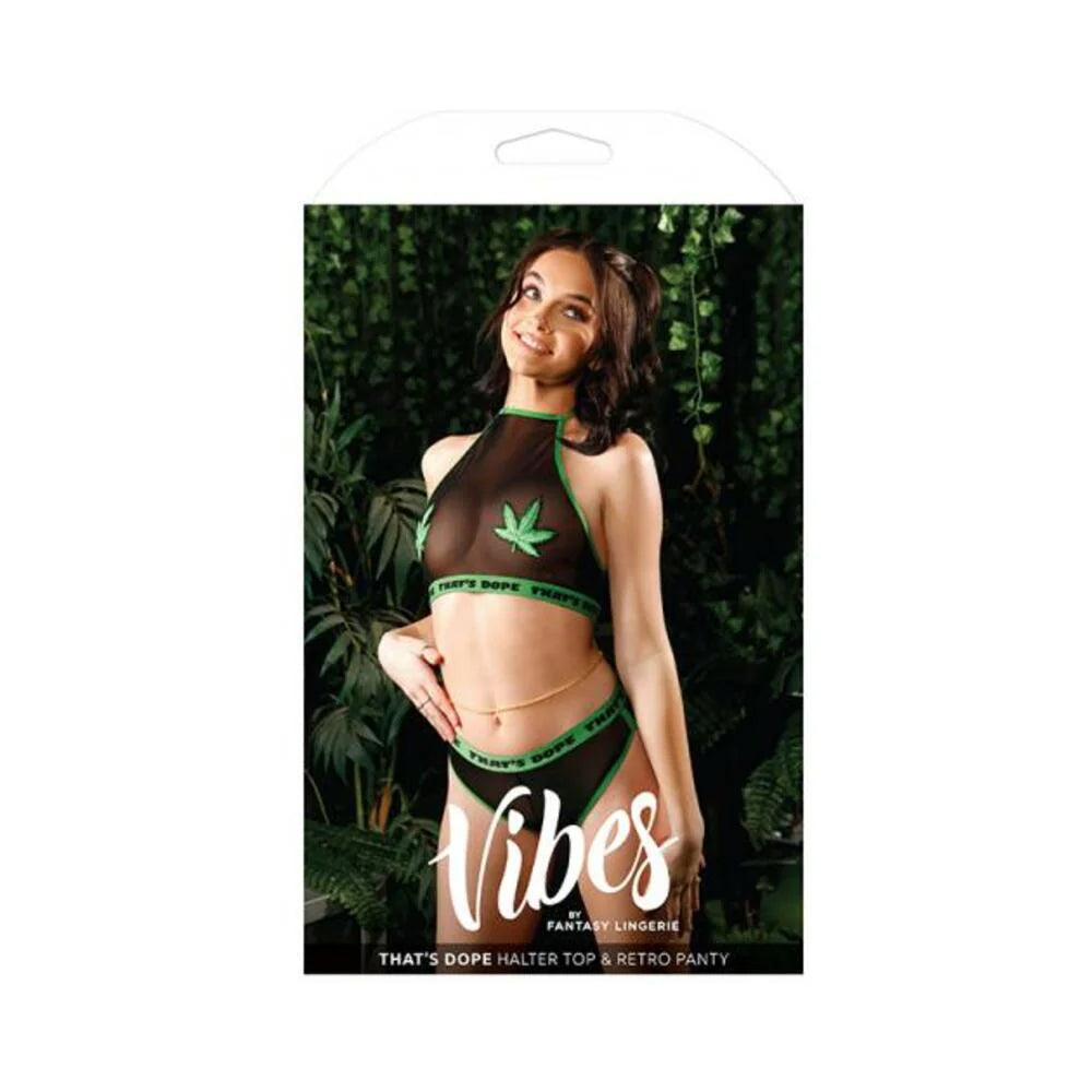 Vibes That's Dope Halter Top & Retro Panty M/l Black