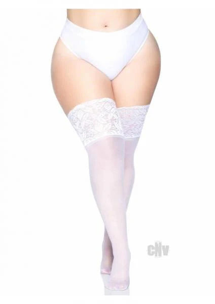 Lycra Stay Thigh High Lace Top Ps White