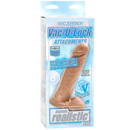 Vac-U-Lock 8-Inch Realistic Cock - Brown