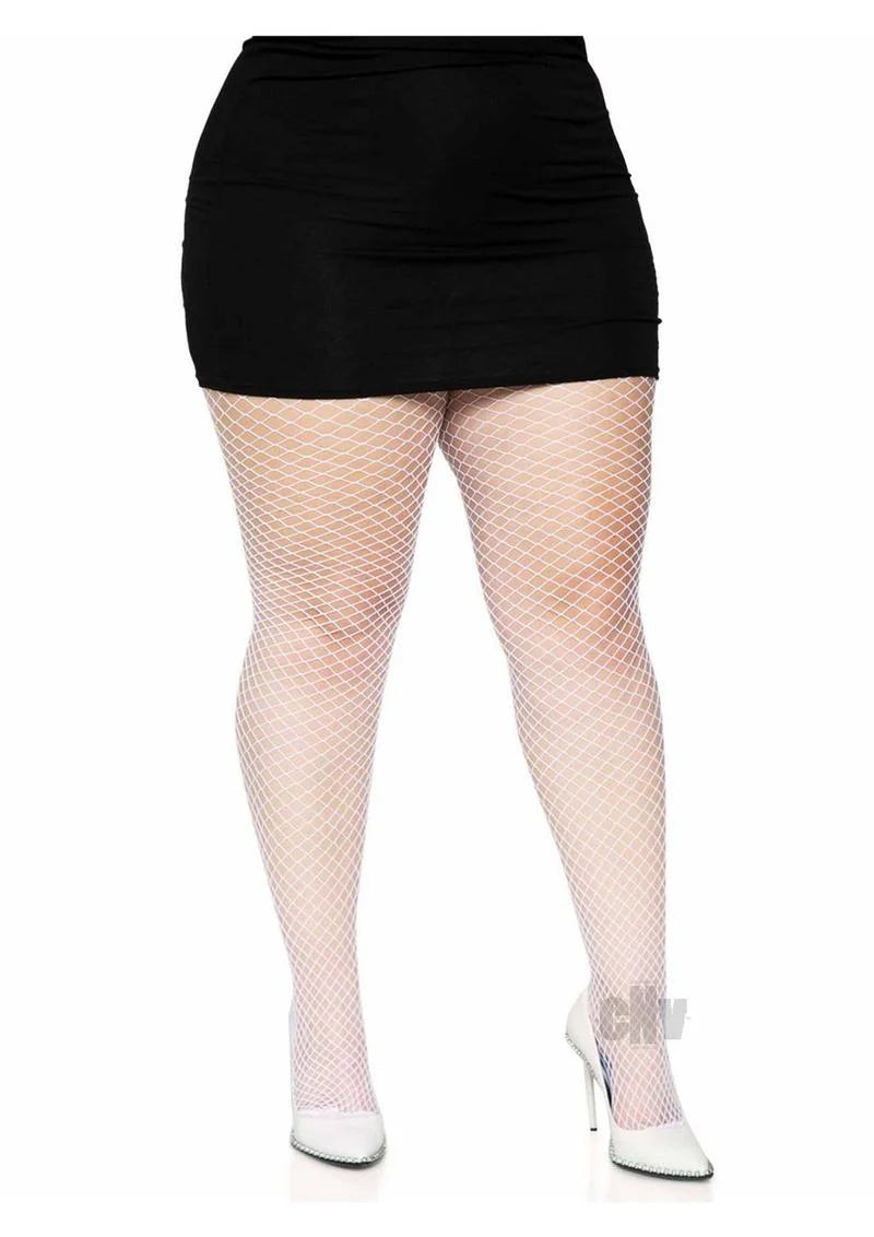 Spandex Indust Net Tights 1x-2x Wht