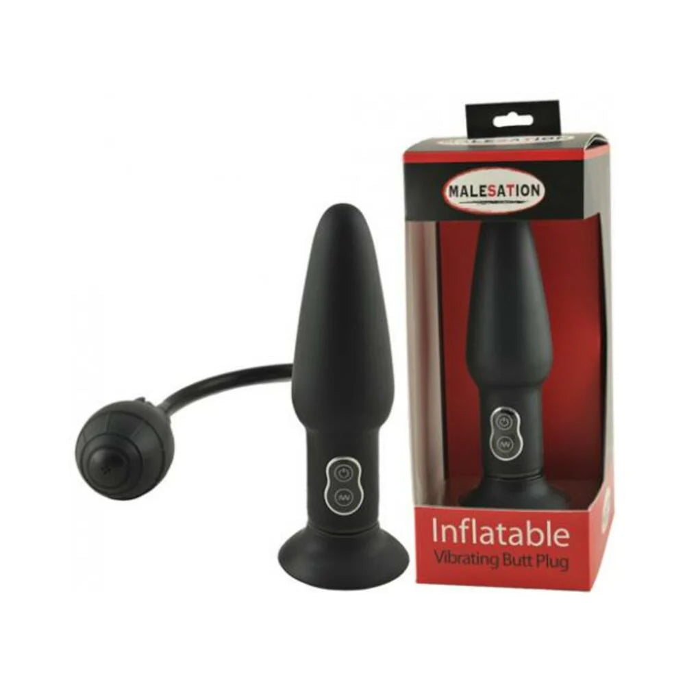 Inflatable Vibrating Butt Plug Black