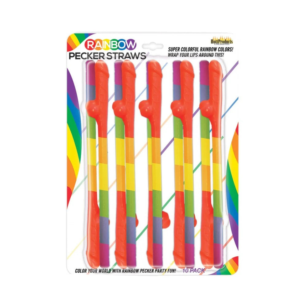 Rainbow Pecker Straws 10pk