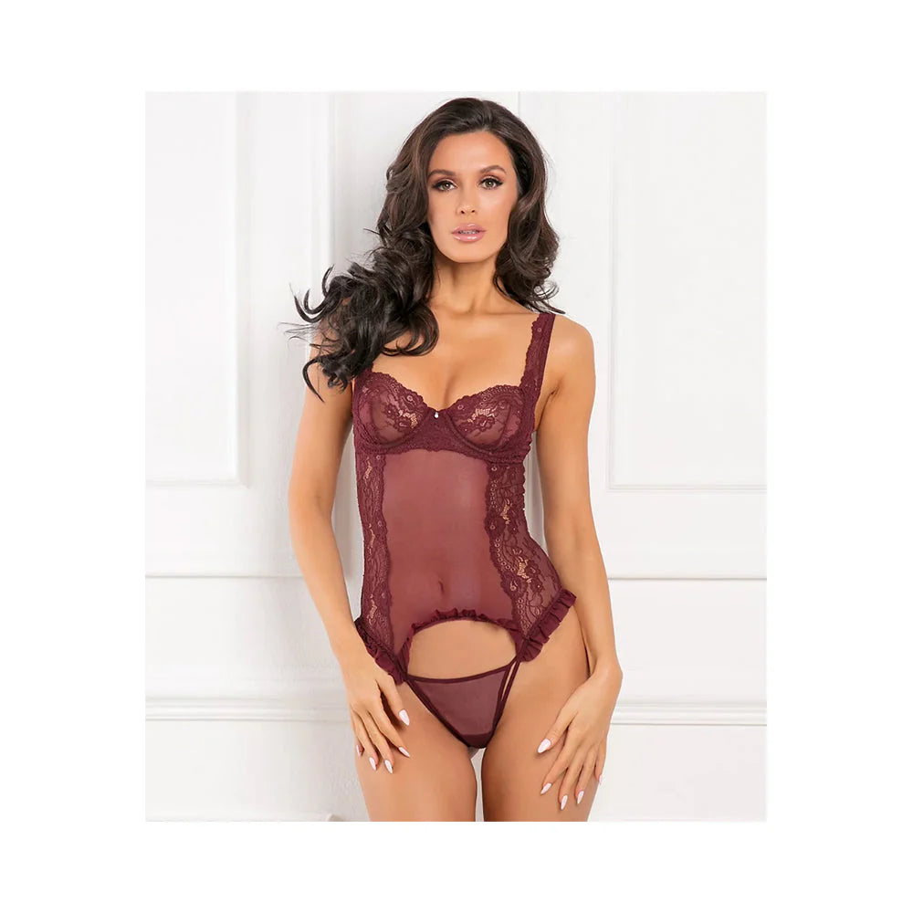 Grand Finale 2pc Ruffle Teddy Burgundy M/l