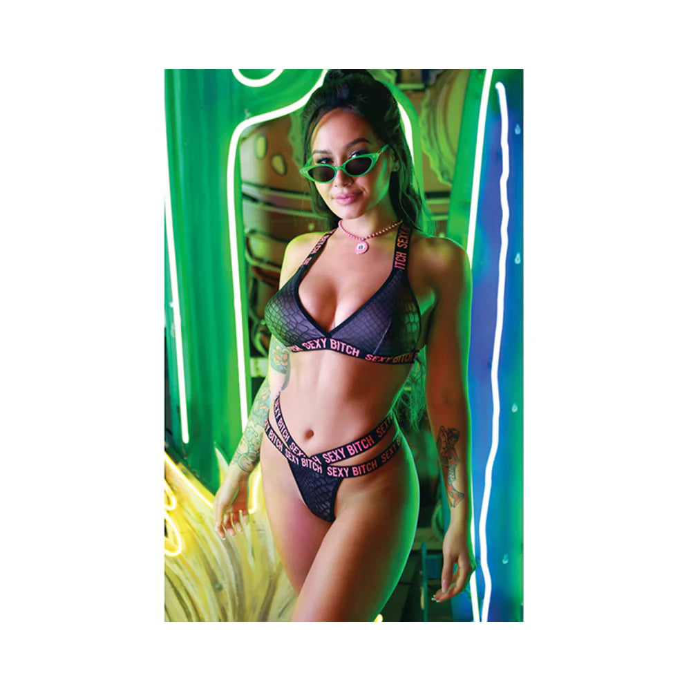 Vibes Sexy Bitch Reptile Print Set Blk Lxl