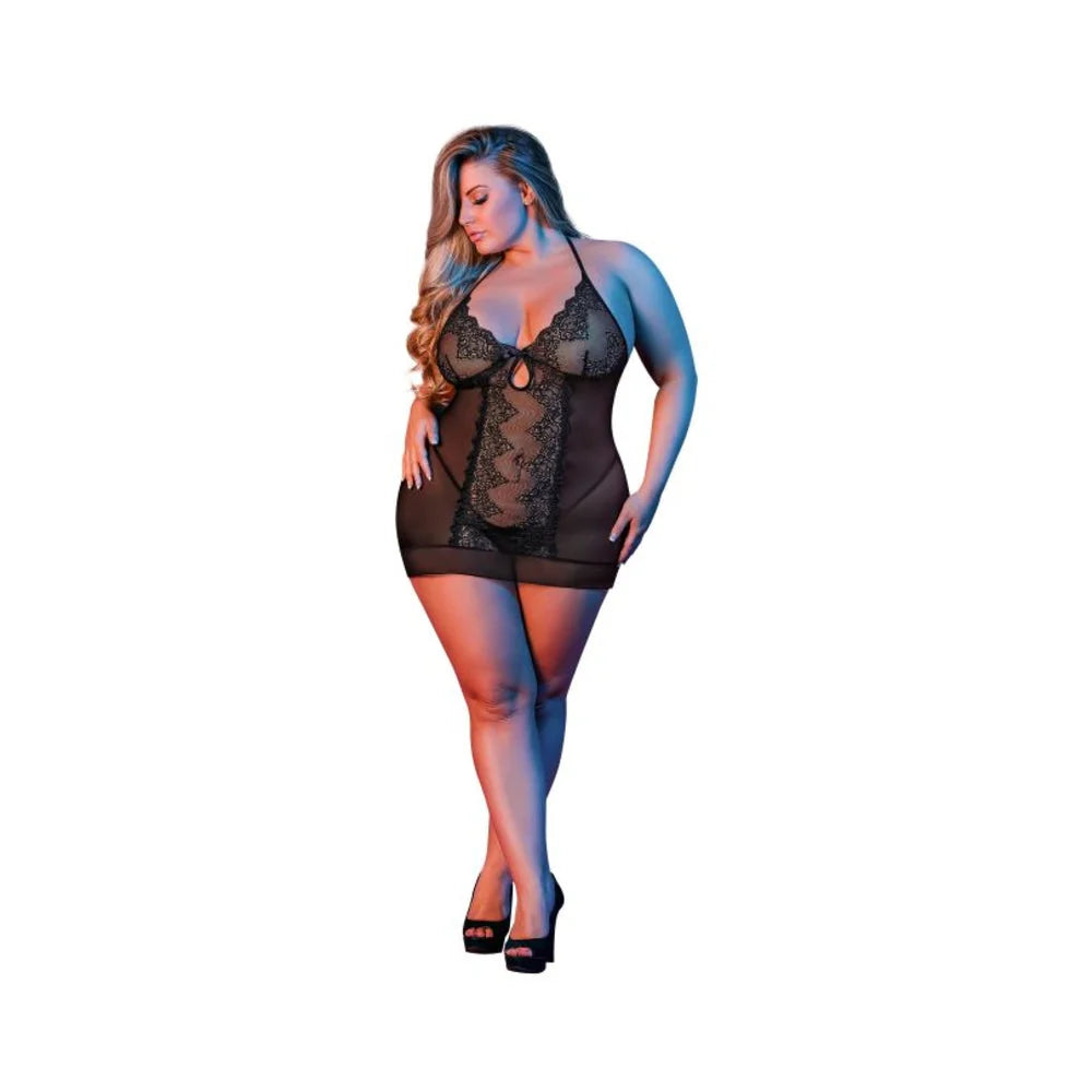 Magic Silk Sexy Time Chemise & G-set Black Queen Size