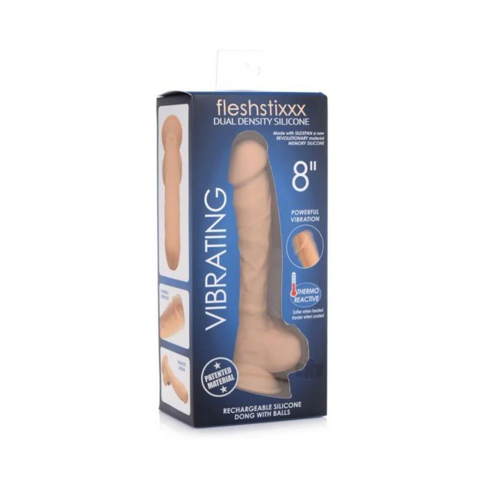 Fleshstixxx Vibrating Rechargeable Dong 8 In. Tan