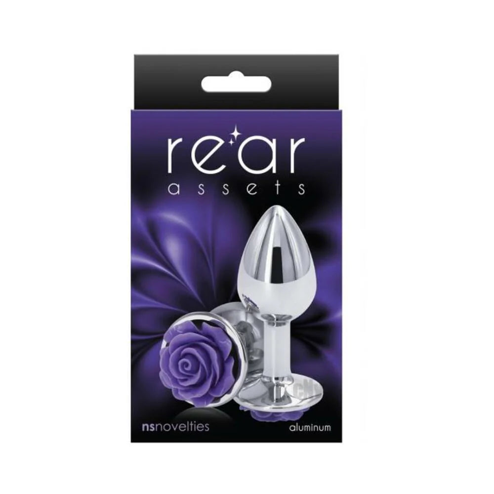 Rear Assets Rose Anal Plug - Small - Purple