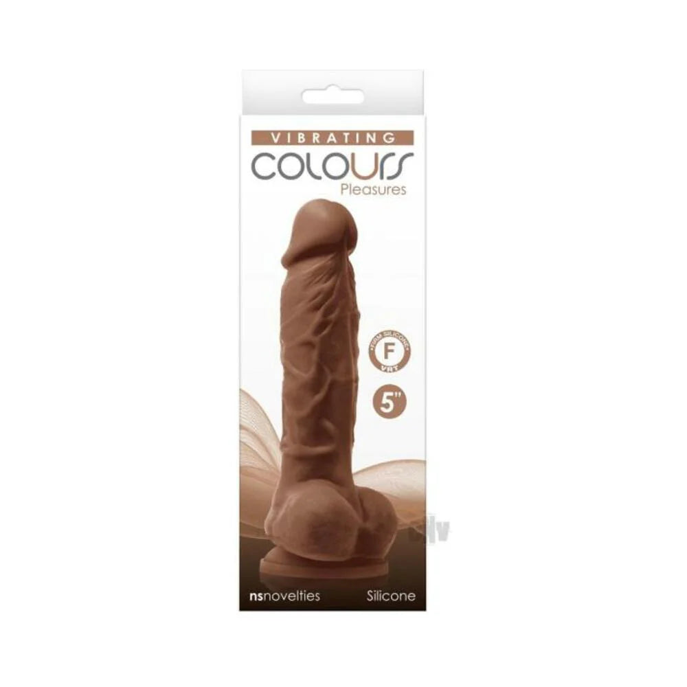 Colours Pleasures Vibrating 5" Dildo - Brown