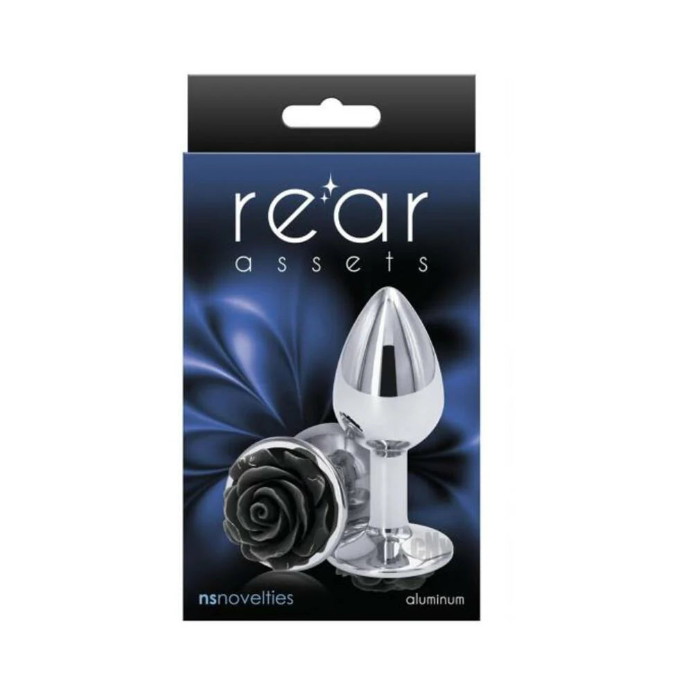 Rear Assets Rose Anal Plug - Small - Black