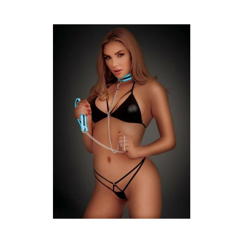 Whipsmart Gitd Roleplay Collar/leash Blu