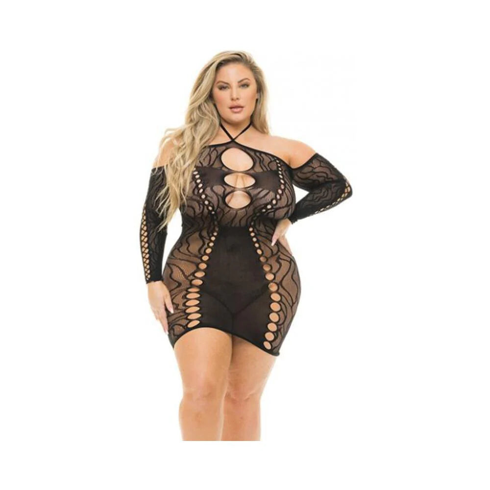 Pink Lipstick Animal Inside Dress Black Qn