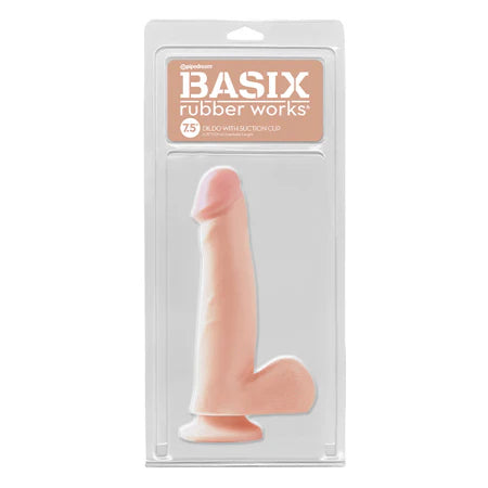 Basix Rubber Works 7.5 Inch Dong With Suction Cup  - Flesh
