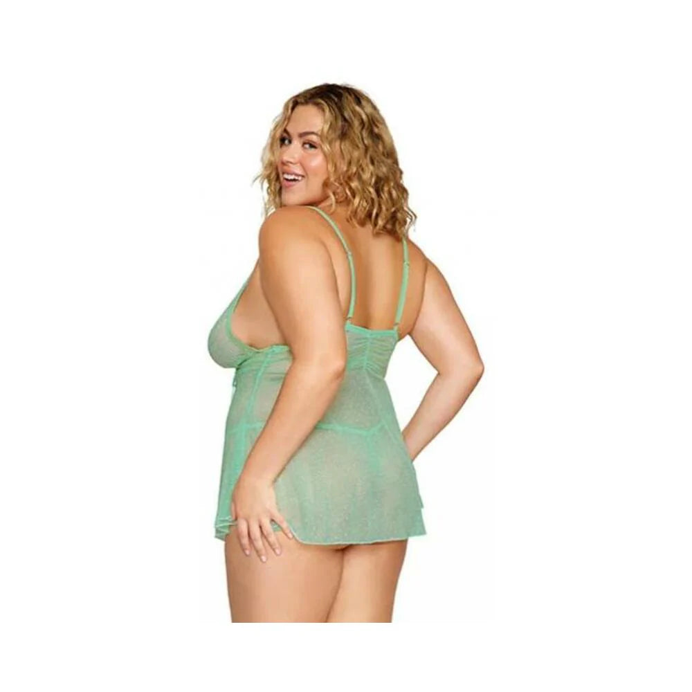 Eyelash Lace Babydoll Set Seafoam Osq