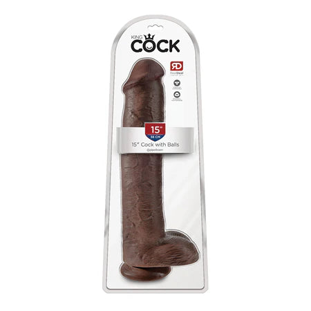 King Cock 15 Cock Wtih Balls - Brown