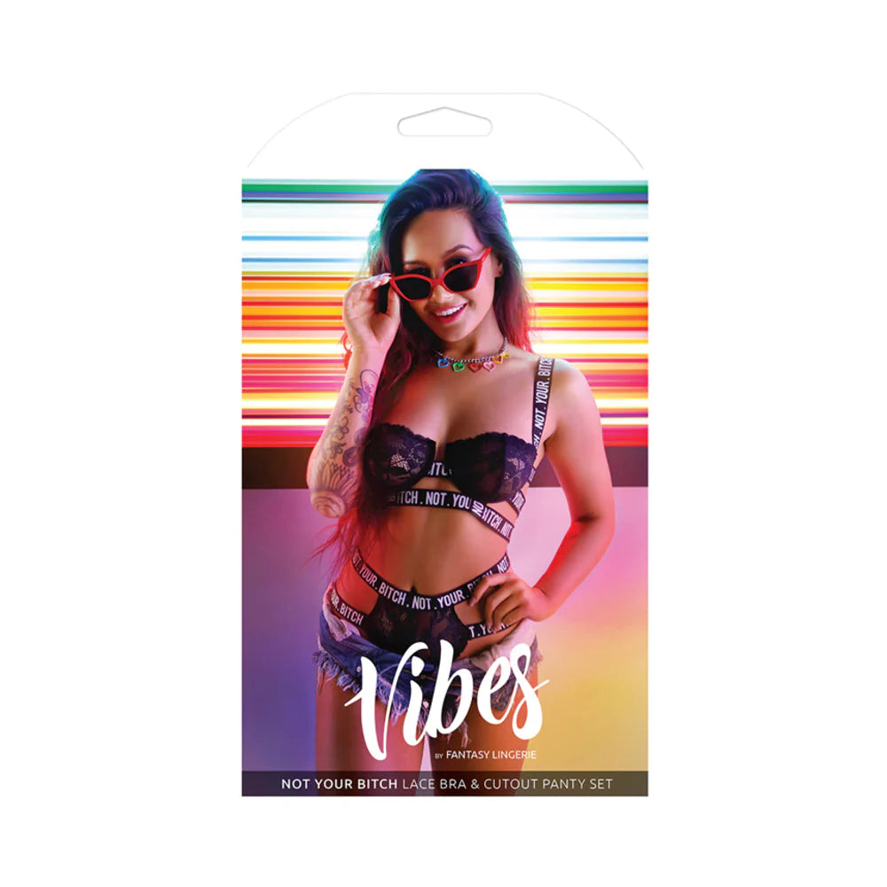Vibes Not Your Bitch Bra/panty Black S/m
