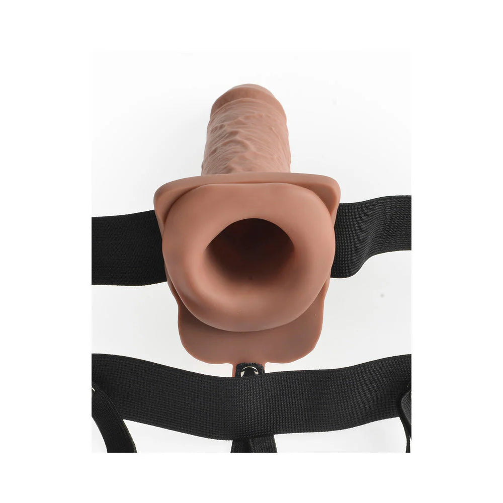 Fetish Fantasy 7in Hollow Rechargeable Strap-on With Remote, Tan
