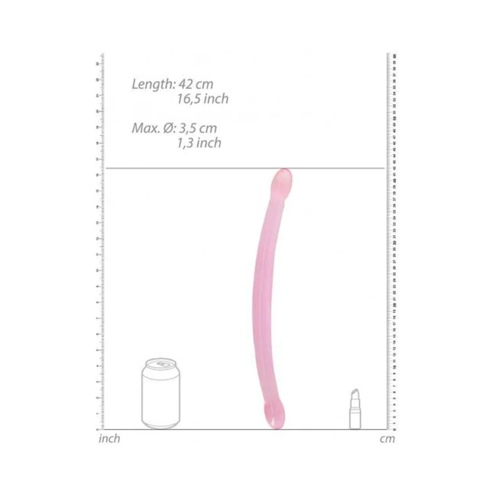 Shots Realrock Crystal Clear 17" Double Dildo  - Pink