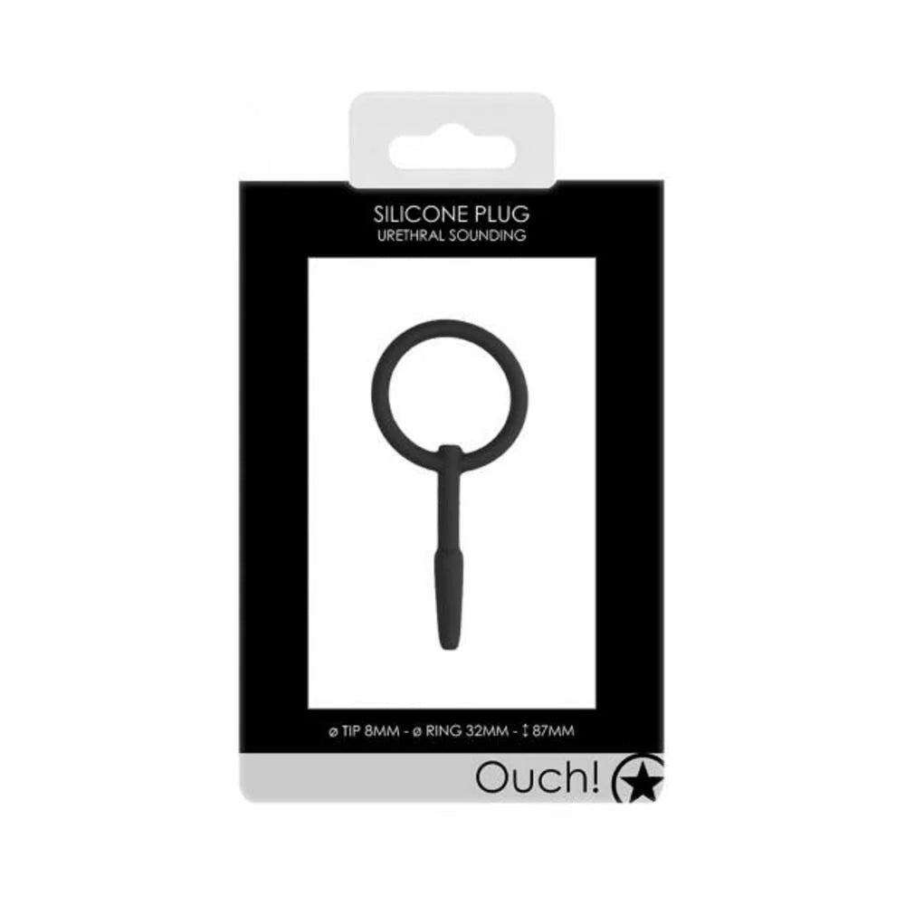 Ouch! Urethral Sounding - Silicone Plug - Black - 8 Mm