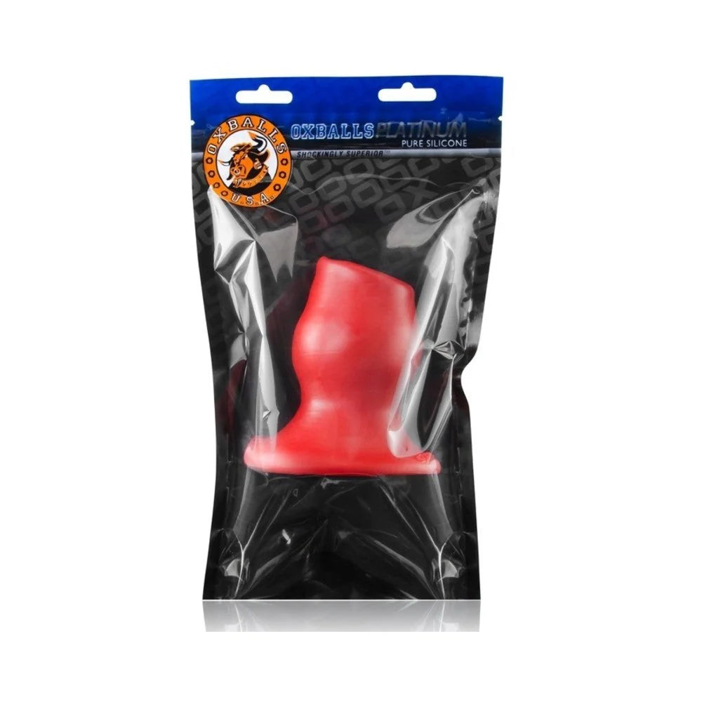 Oxballs Pig Hole Deep-1, Hollow Plug, Small, Red