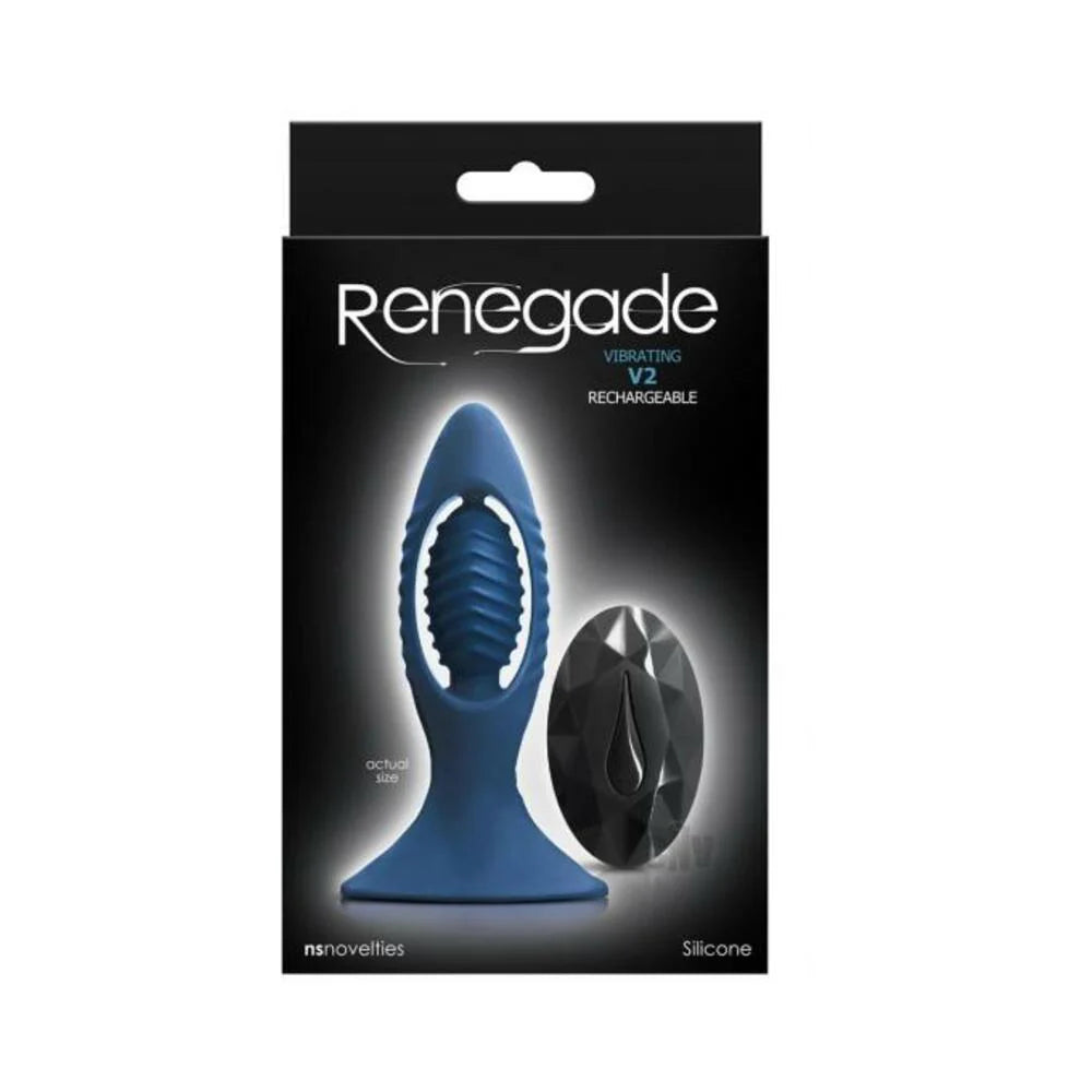 Renegade V2 Rechargeable Anal Plug With Remote - Blue