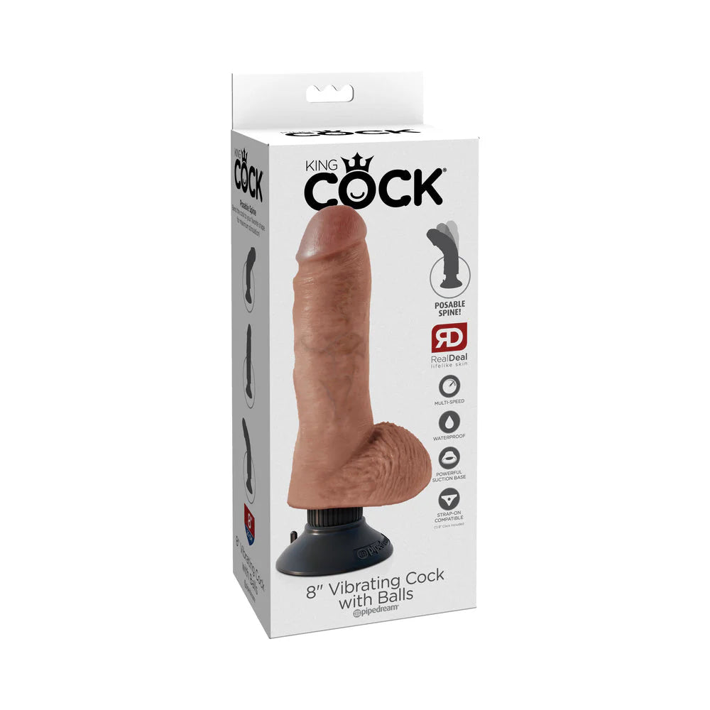 King Cock 8in Vibrating Cock W/balls