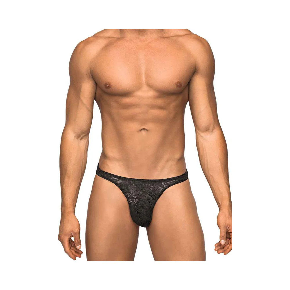 Bong Thong Stretch Lace Black Large/XL