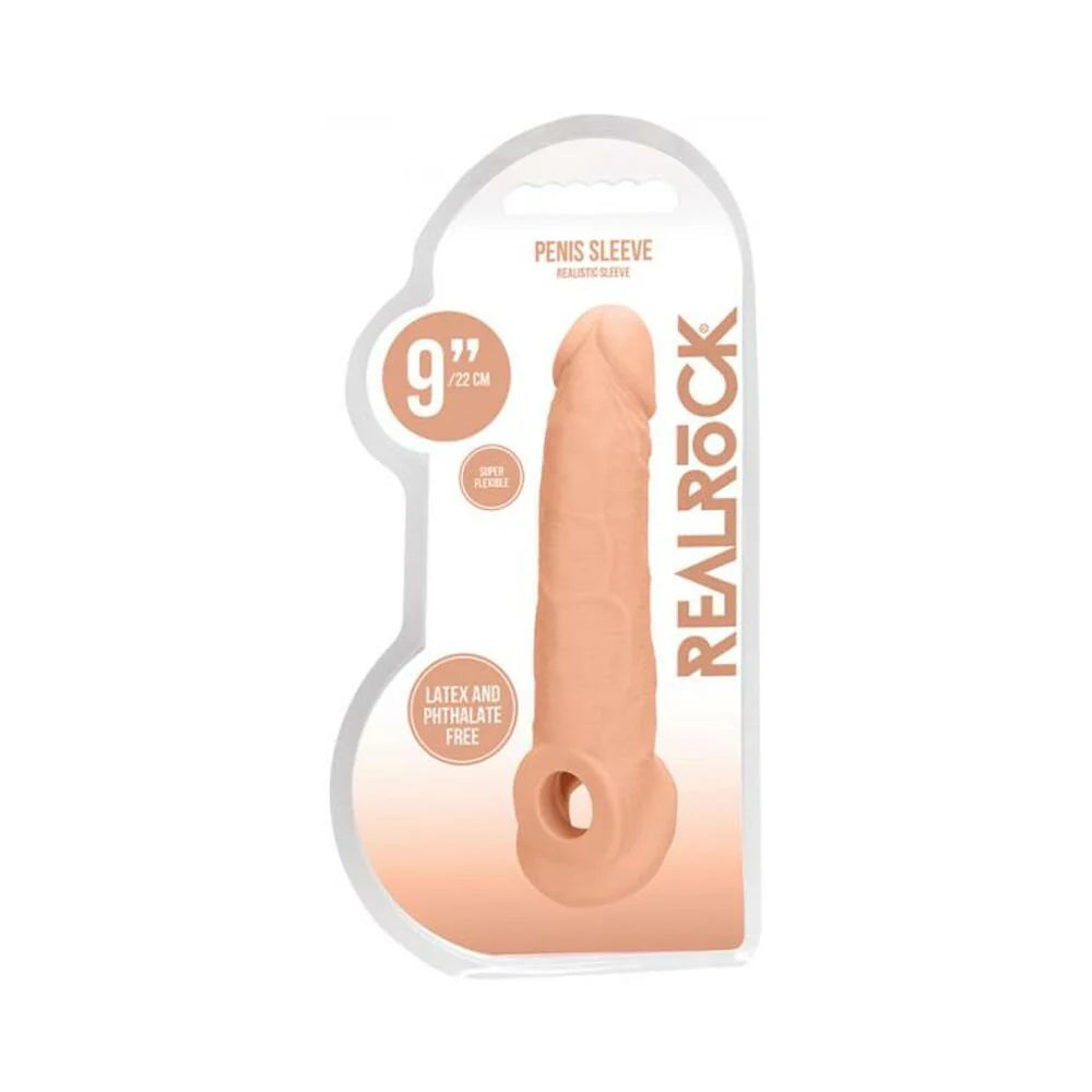 Real Rock Penis Extender With Rings - 9" - 22 Cm - Vanilla