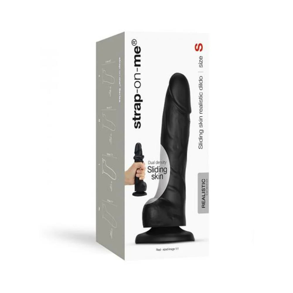 Strap-on-me Sliding Skin Realistic Dual-density Dildo Black S