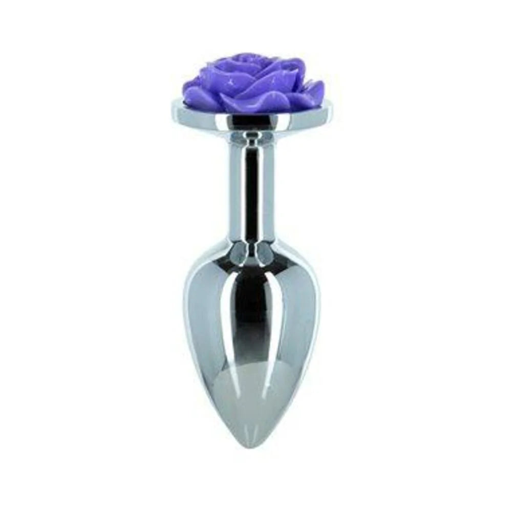 Lux Active Rose Metal Butt Plug 3 In. Purple