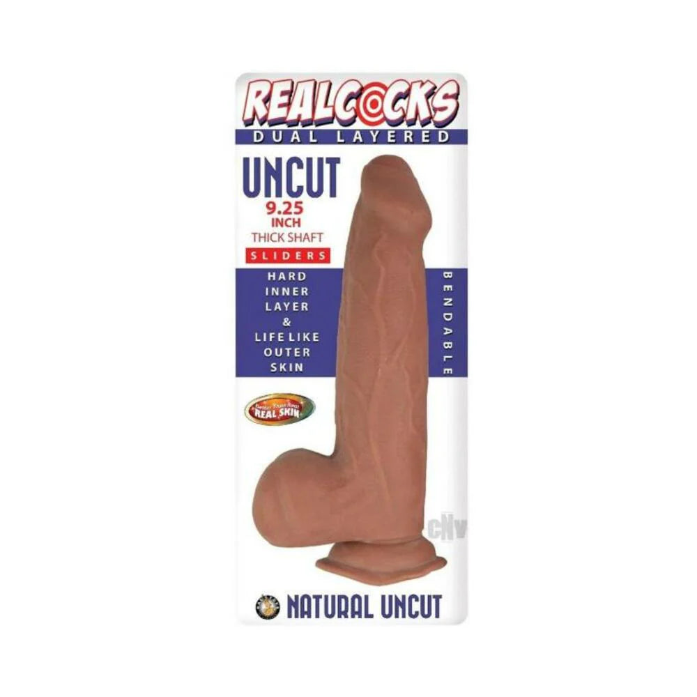 Realcocks Dual Layered Uncut Slider Thick Shaft 9.25 In. Brown
