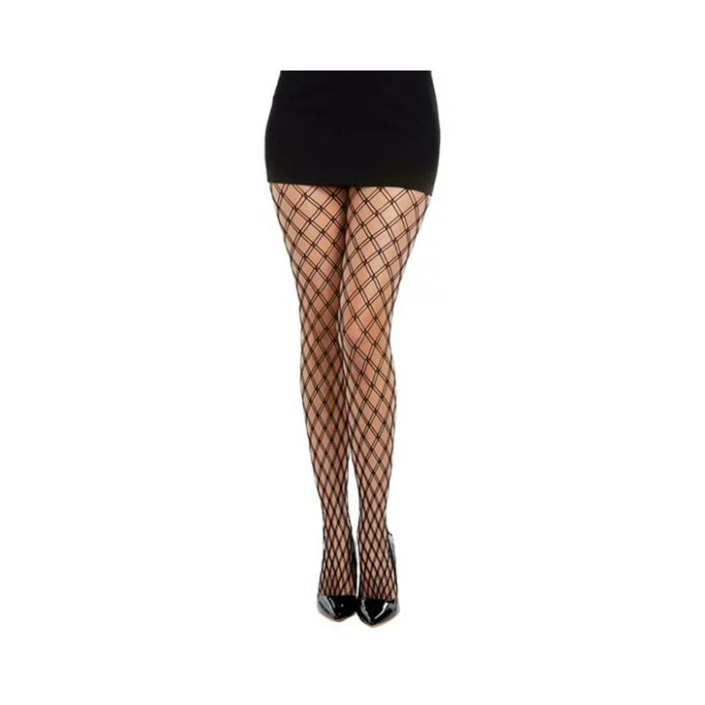 Dreamgirl Double-knitted Fence-net Pantyhose Black Os