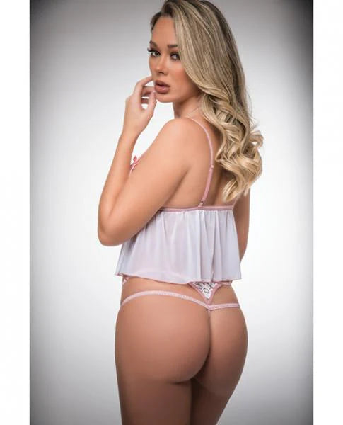 Pinklicious Sheer Cropped Babydoll & Panty Millennial White O/s