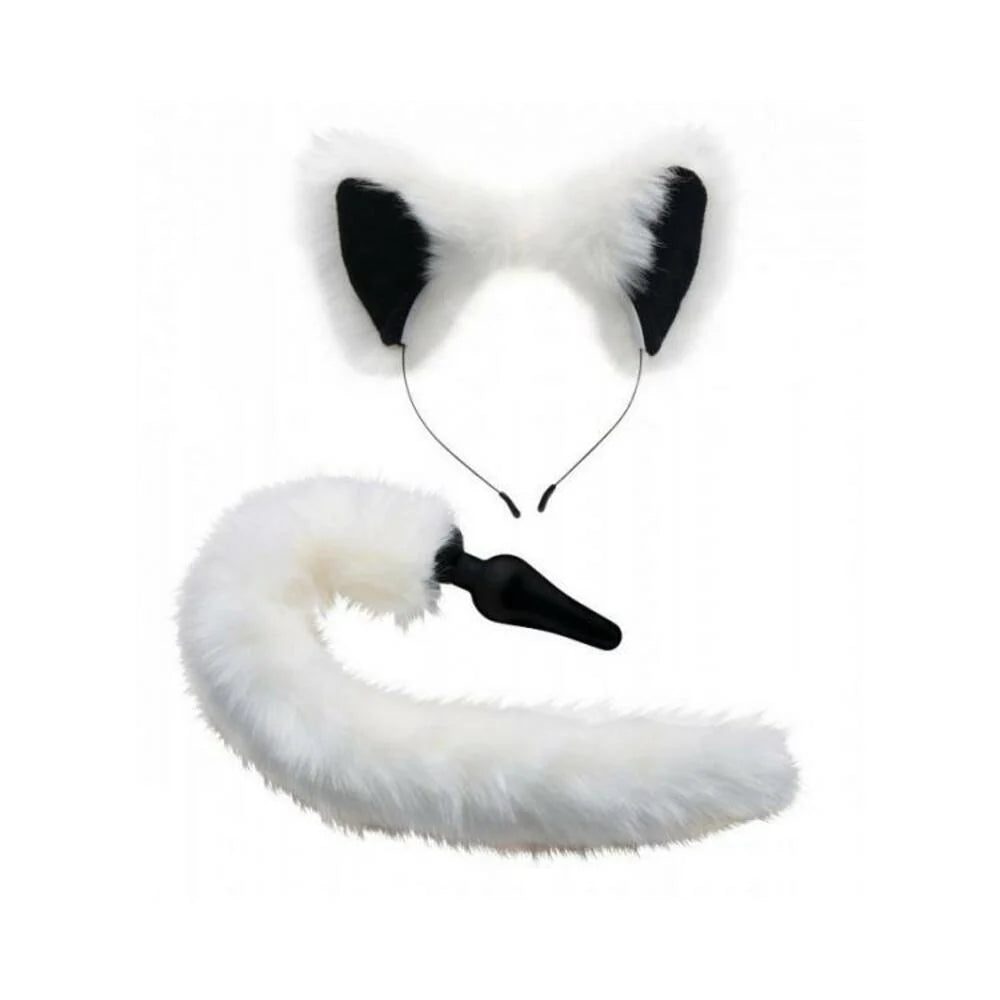 Tailz White Fox Tail Anal Plug And Ears Set