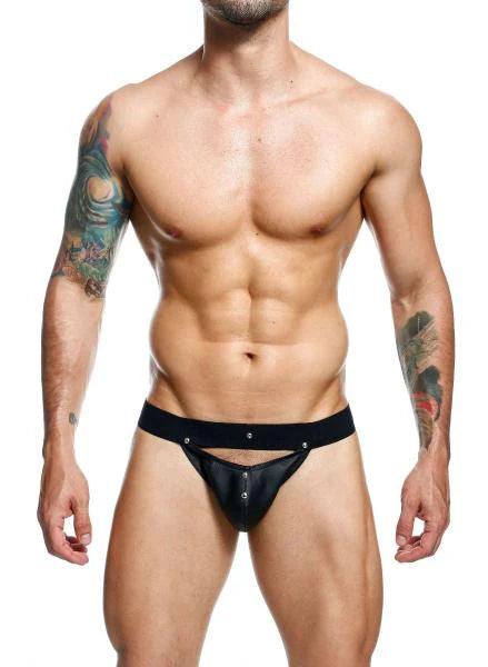 Male Basics Dngeon Peekaboo Jockstrap Black O/s (hanging)