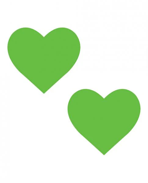 Neva Nude Temperature Reactive Heart Pasties - Neon Green