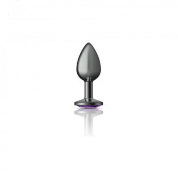 Cheeky Charms Round Purple Small Gunmetal Butt Plug